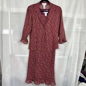 vintage Studio 1 chiffon set polka dot dress/top sz 6p modest midi length